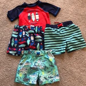 2T boys Swim suits and rash guard
